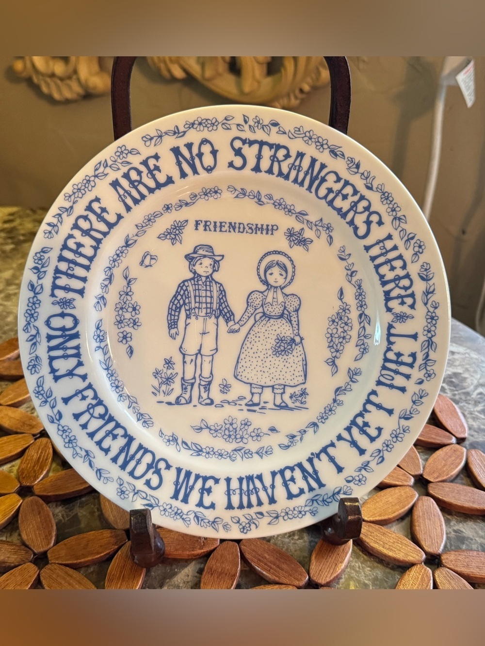 Vintage LEGO Japan 1974 Friendship Plate Blue & White Transferware 9”